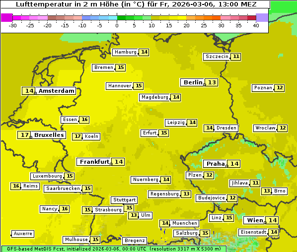 Temperatur, 6. 3. 2026