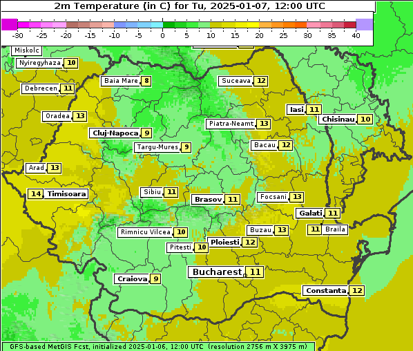 Temperatur, 7. 1. 2025