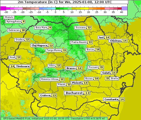 Temperatur, 8. 1. 2025