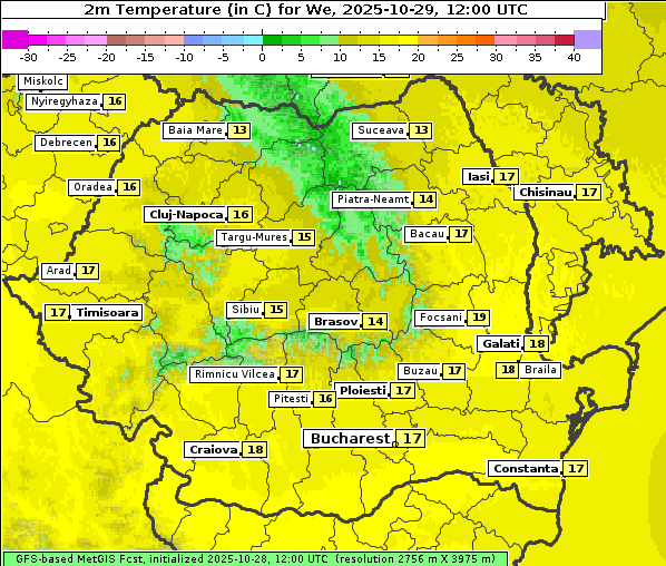 Temperatur, 29. 10. 2025