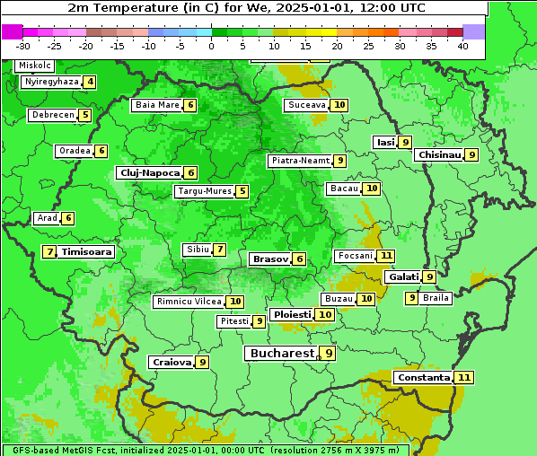 Temperatur, 1. 1. 2025