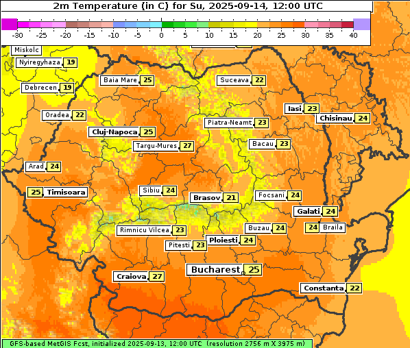 Temperatur, 14. 9. 2025
