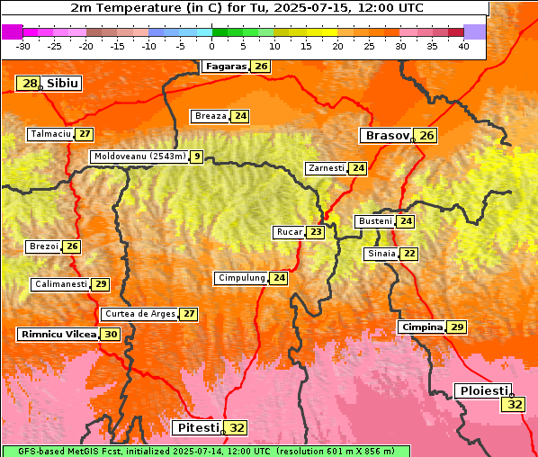Temperatur, 15. 7. 2025