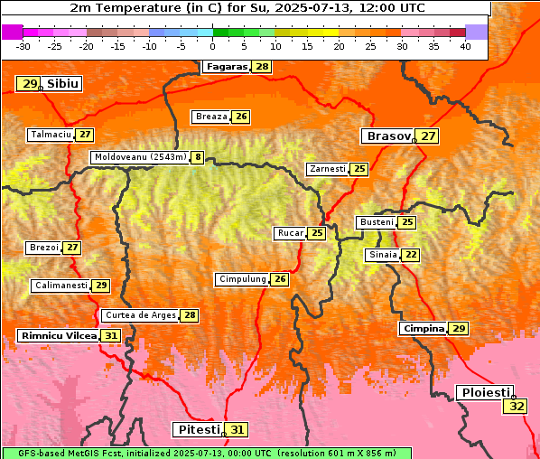 Temperatur, 13. 7. 2025