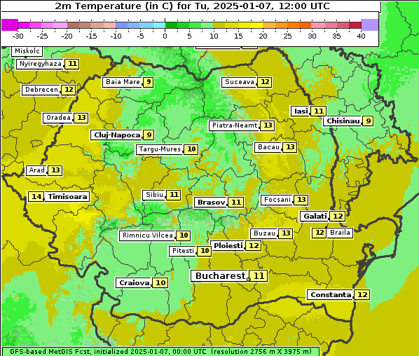 Temperatur, 7. 1. 2025