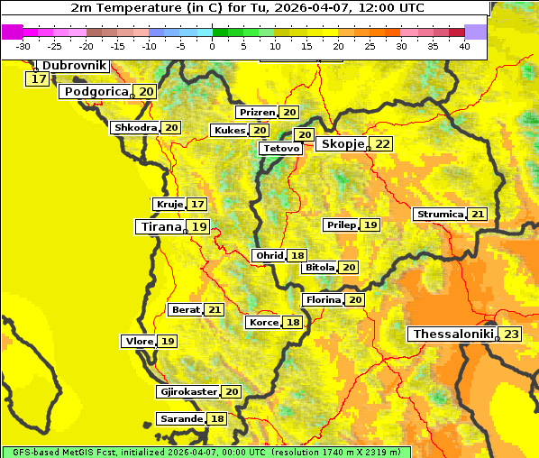 Temperatur, 7. 4. 2026