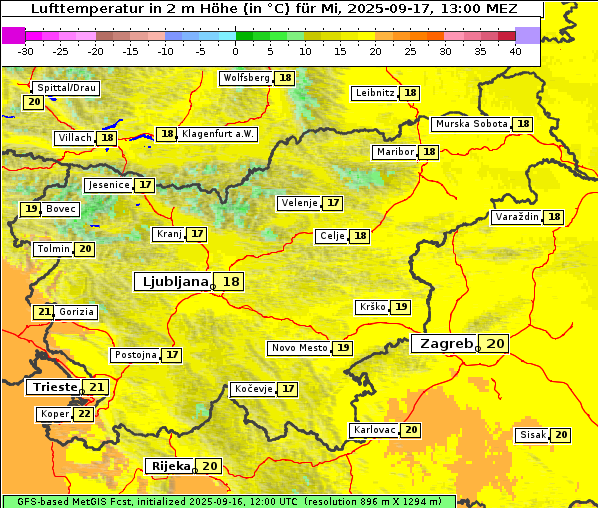 Temperatur, 17. 9. 2025