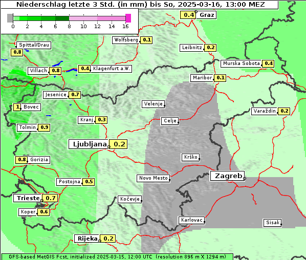 Niederschlag, 16. 3. 2025