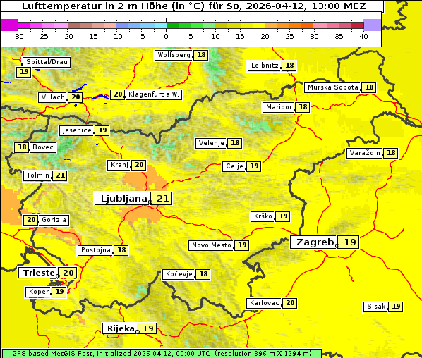 Temperatur, 12. 4. 2026