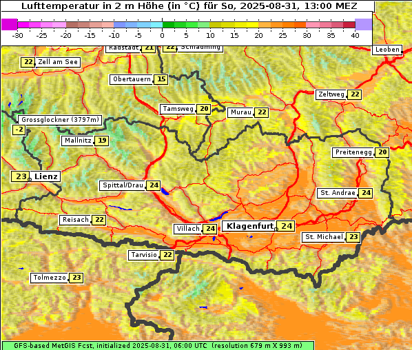 Temperatur, 31. 8. 2025