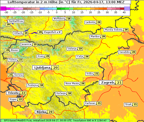 Temperatur, 17. 4. 2026