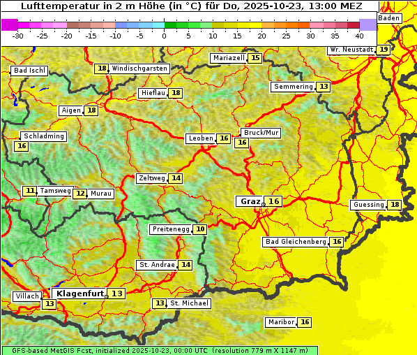 Temperatur, 23. 10. 2025