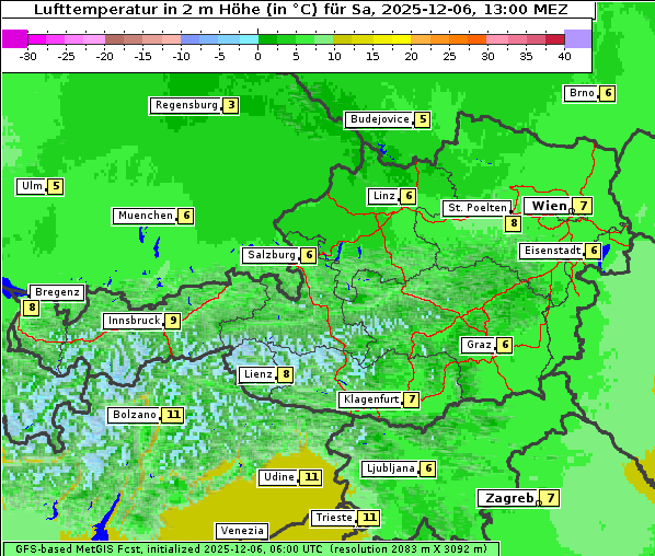 Temperatur, 6. 12. 2025