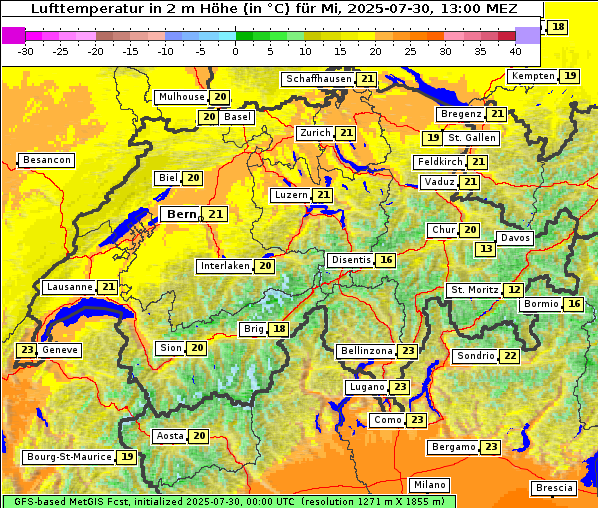 Temperatur, 30. 7. 2025