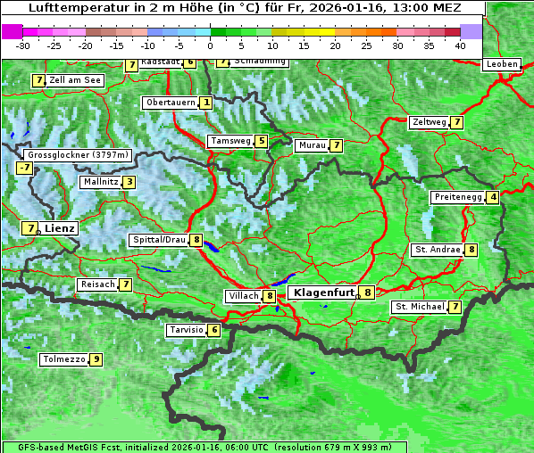 Temperatur, 16. 1. 2026