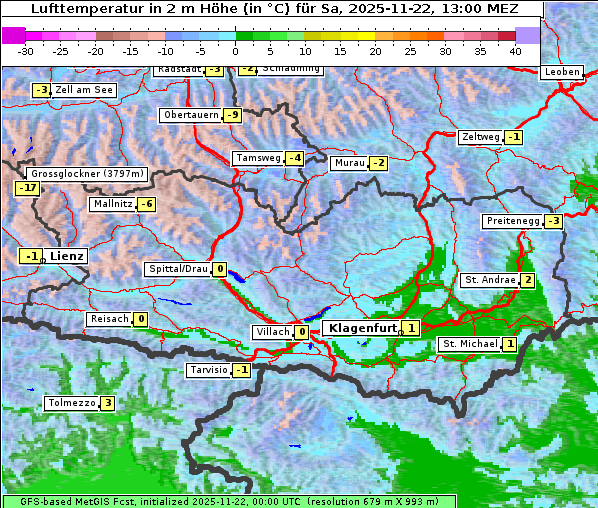 Temperatur, 22. 11. 2025