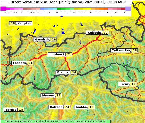 Temperatur, 24. 8. 2025