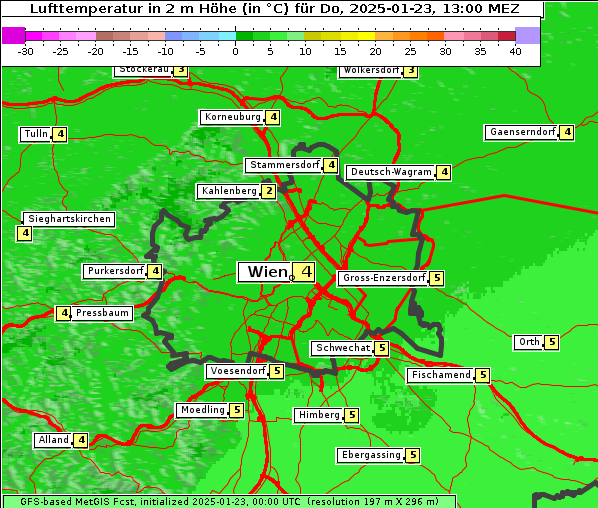 Temperatur, 23. 1. 2025