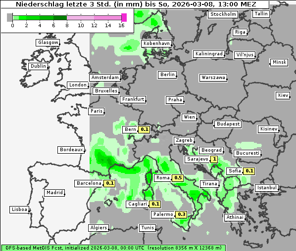 Niederschlag, 8. 3. 2026