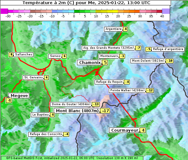 Temperatur, 22. 1. 2025