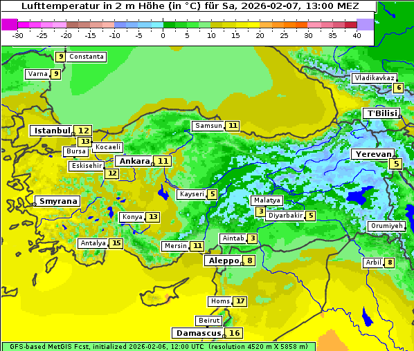 Temperatur, 7. 2. 2026