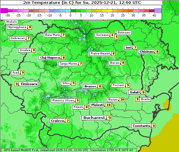 Temperatur, 21. 12. 2025
