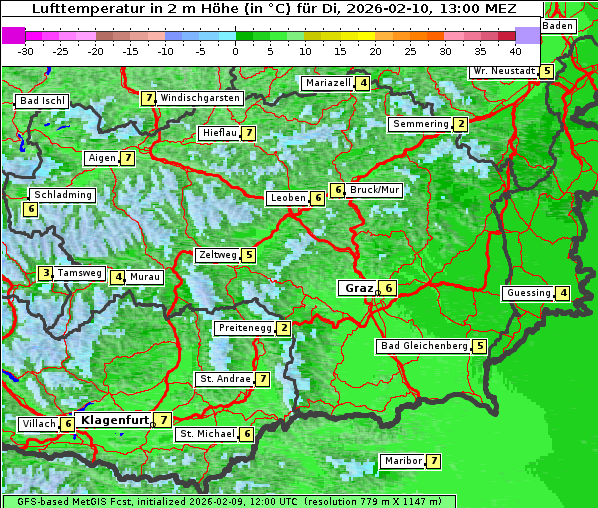 Temperatur, 10. 2. 2026