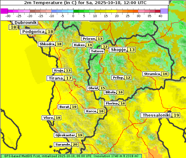 Temperatur, 18. 10. 2025
