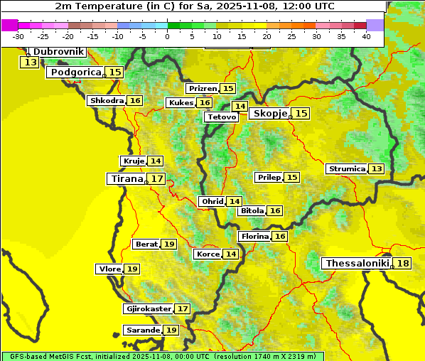 Temperatur, 8. 11. 2025
