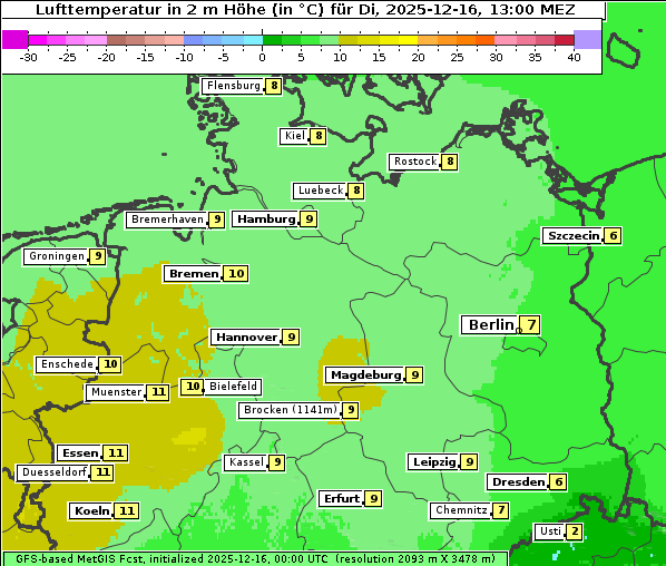Temperatur, 16. 12. 2025