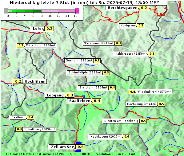 Niederschlag, 13. 7. 2025