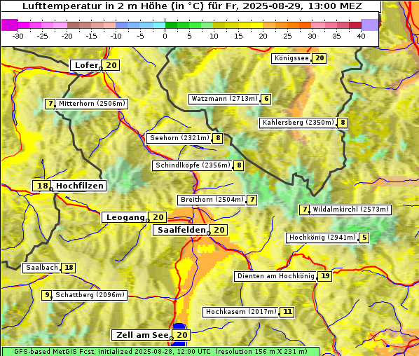 Temperatur, 29. 8. 2025