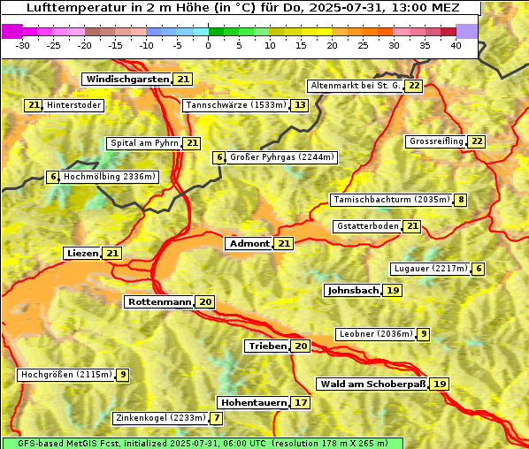 Temperatur, 31. 7. 2025