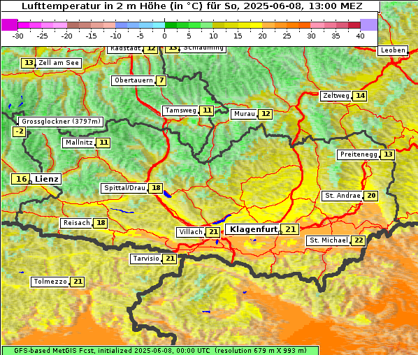 Temperatur, 8. 6. 2025