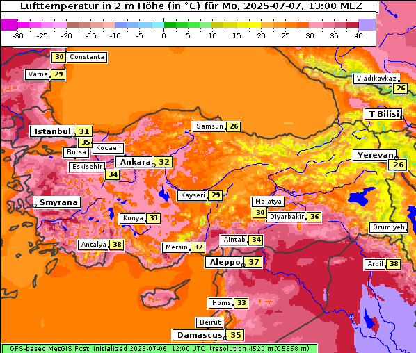 Temperatur, 7. 7. 2025