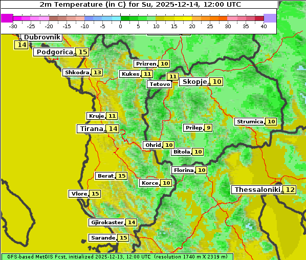 Temperatur, 14. 12. 2025