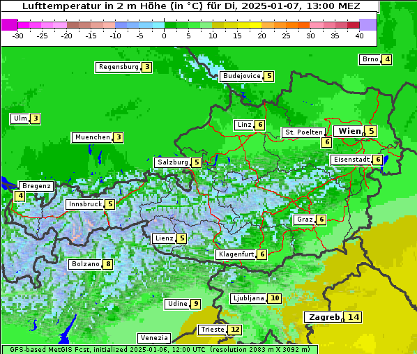 Temperatur, 7. 1. 2025