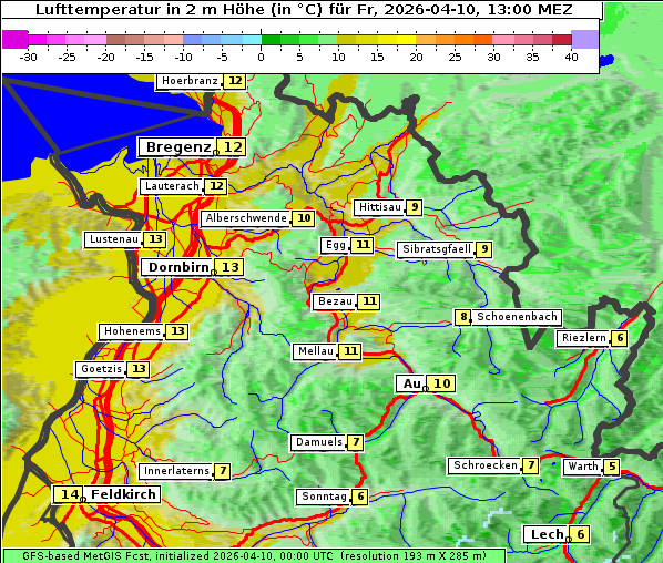 Temperatur, 10. 4. 2026