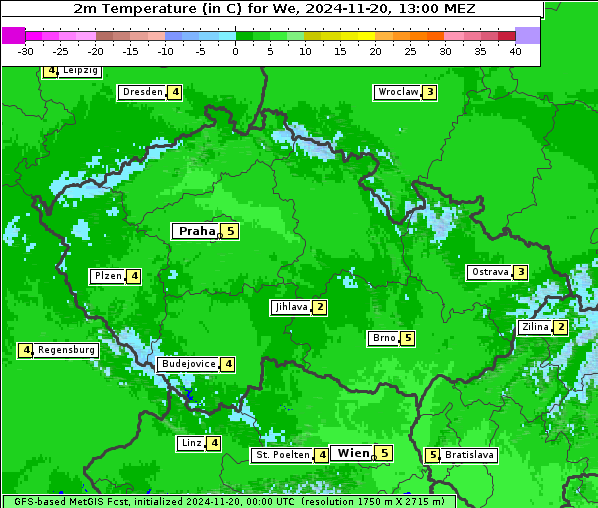 Temperatur, 20. 11. 2024