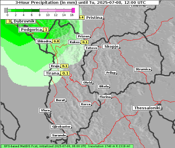 Niederschlag, 8. 7. 2025