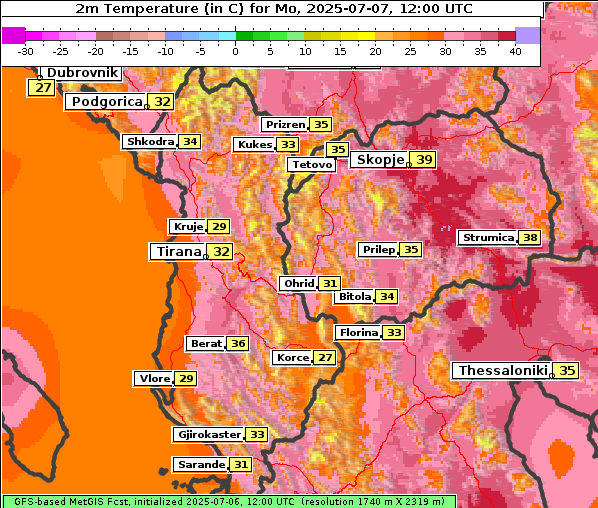 Temperatur, 7. 7. 2025