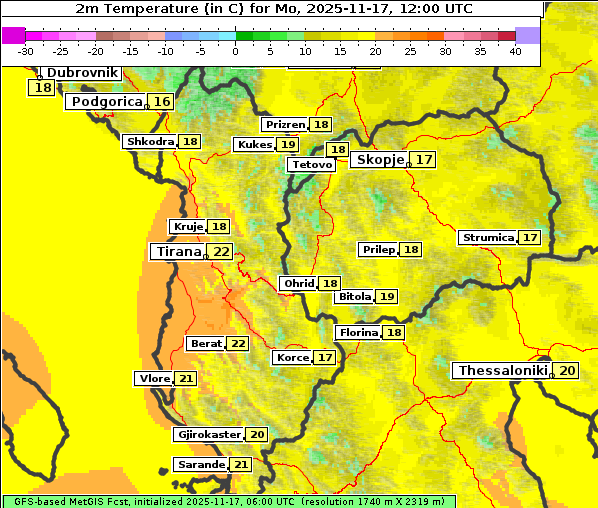 Temperatur, 17. 11. 2025