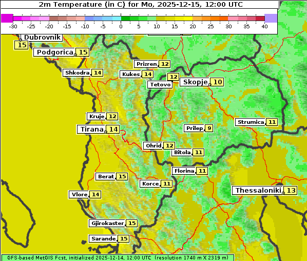 Temperatur, 15. 12. 2025