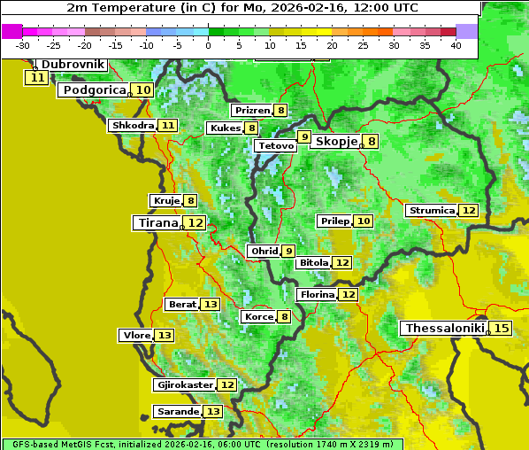Temperatur, 16. 2. 2026
