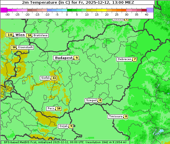 Temperatur, 12. 12. 2025
