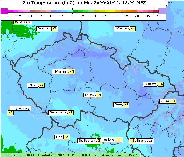 Temperatur, 12. 1. 2026
