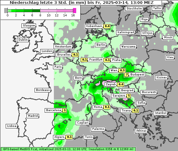 Niederschlag, 14. 3. 2025