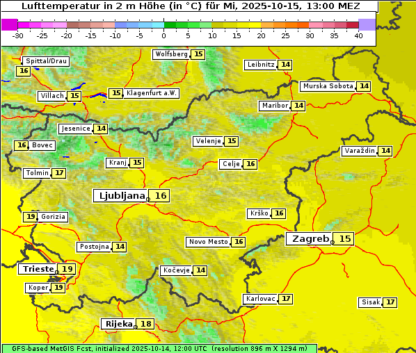 Temperatur, 15. 10. 2025