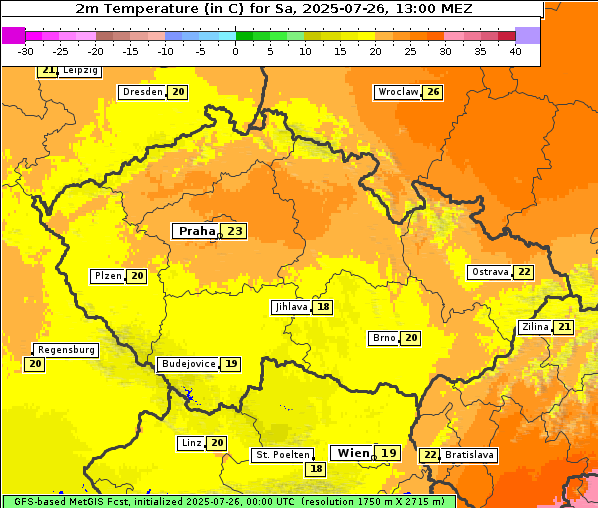 Temperatur, 26. 7. 2025