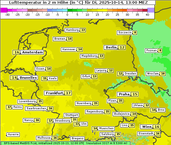 Temperatur, 14. 10. 2025
